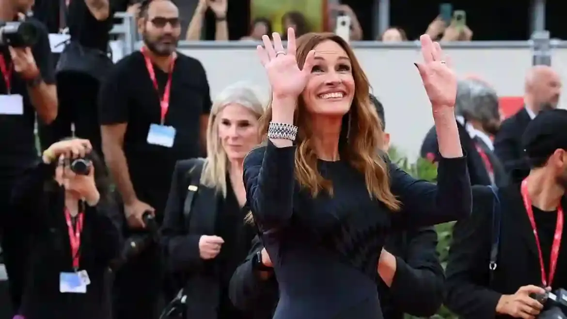 Julia Roberts dazzles on the red carpet at Venice Film Festival premiere of After The Hunt alongside co-stars