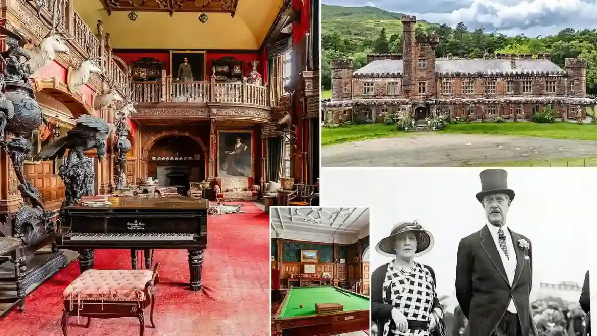 Historic Kinloch Castle goes on the market as Scotland seeks a buyer to restore the crumbling fortress on the Isle of Rum