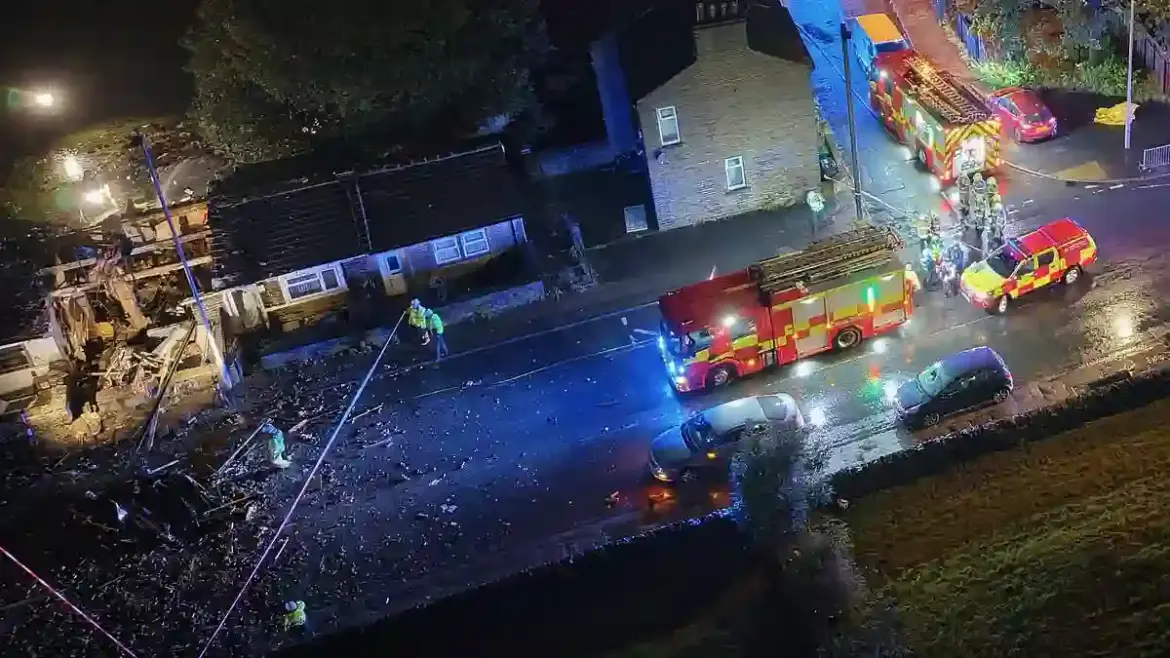 Emergency services shut down Southfield Lane in Bradford after a loud explosion damages homes and injures locals