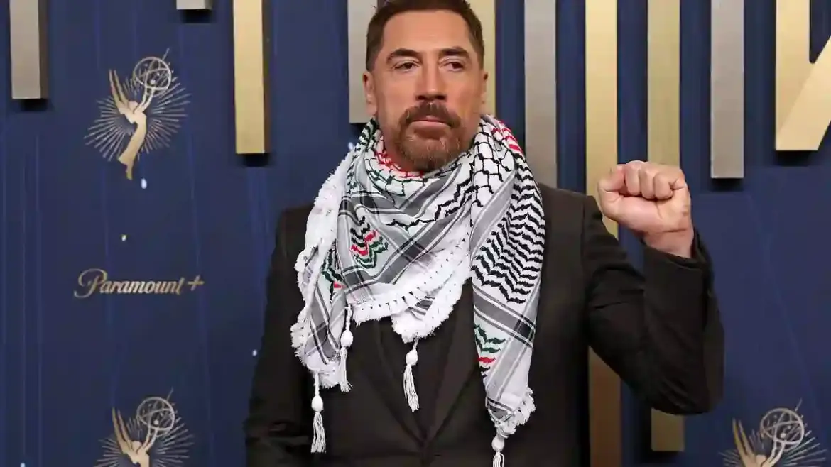 Javier Bardem joins Hollywood actors on the red carpet in Los Angeles as he urges support for Free Palestine during the Emmy Awards