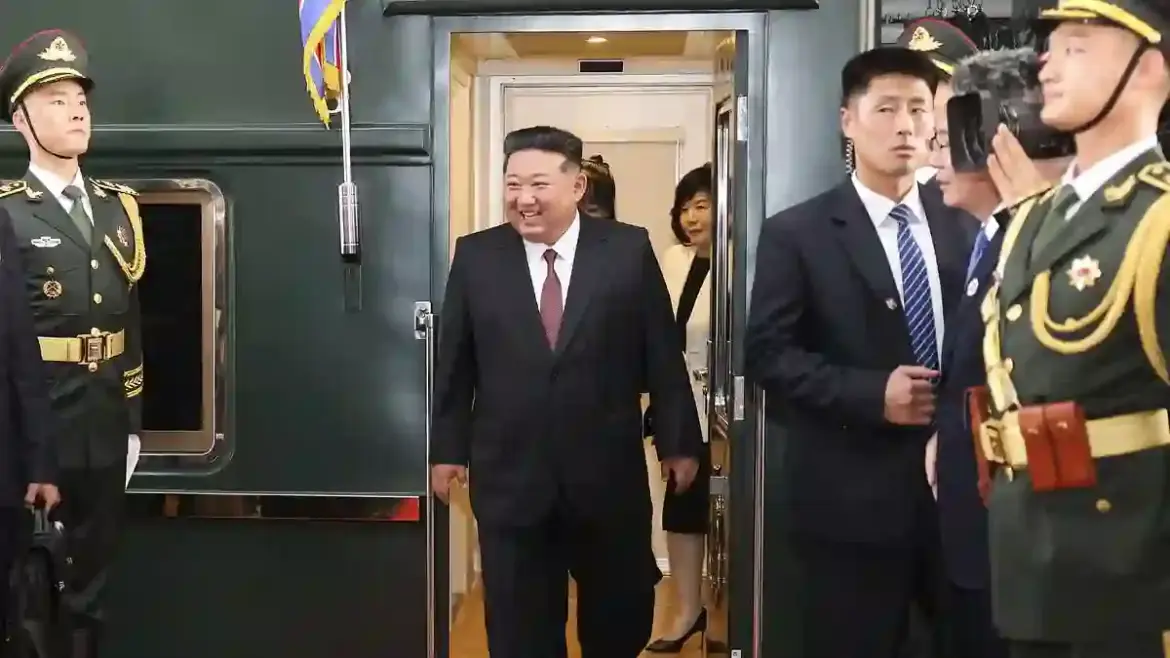 Kim Jong Un arrives in Beijing on his armored train to join Vladimir Putin and Xi Jinping at massive military parade marking World War Two anniversary