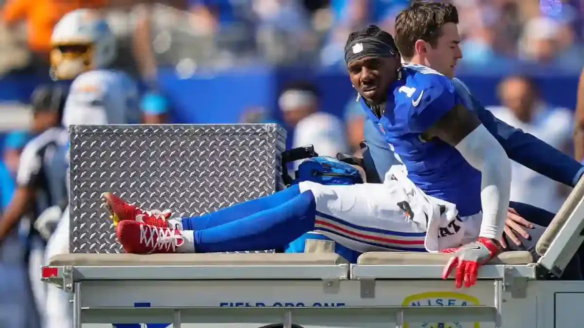 Giants Wide Receiver Malik Nabers Suffers Season-Ending Torn ACL During NFL Match at MetLife Stadium in New York