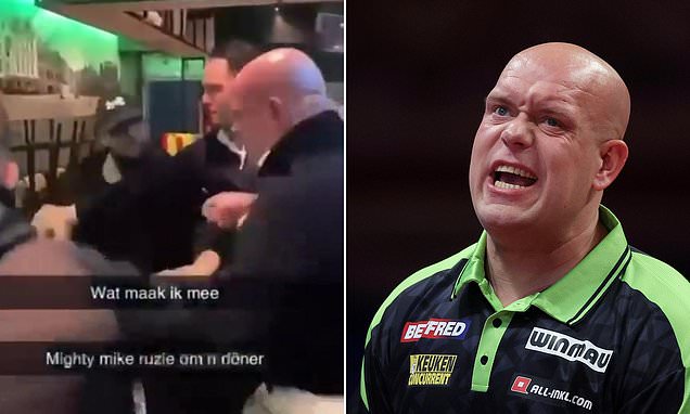 Three time darts world champion Michael van Gerwen becomes caught in a heated late night kebab shop brawl after verbal exchange turns into scuffle in city center