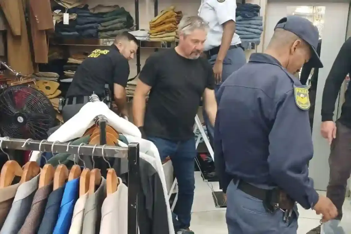 SAPS and customs officials crack down on fake clothing medicines and cigarettes as they raid more than 100 shops in North West province