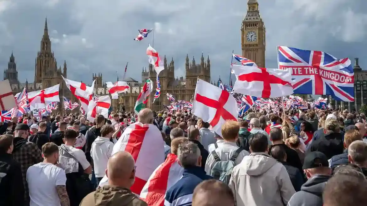 Tommy Robinson Leads Tens of Thousands of Protesters in Chaotic Rally Through Central London Streets