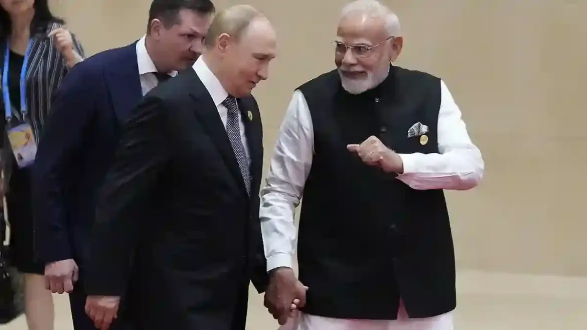 Vladimir Putin and Narendra Modi walk hand in hand to meet Xi Jinping at Shanghai Cooperation Organisation summit in Tianjin China