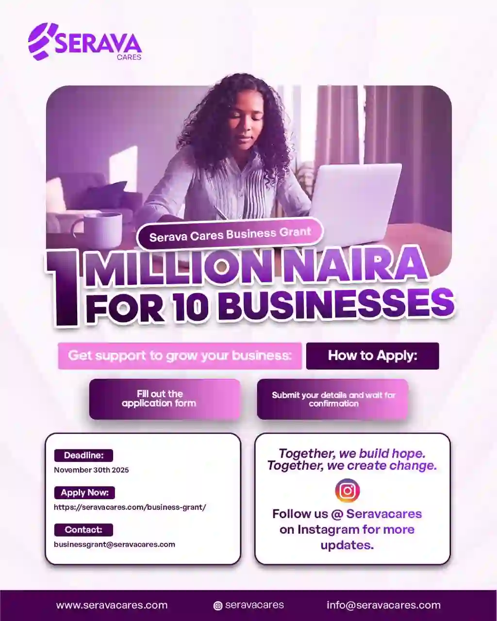 Serava Cares Announces Business Grant to Empower Small Businesses Across Africa with ₦1 Million Funding