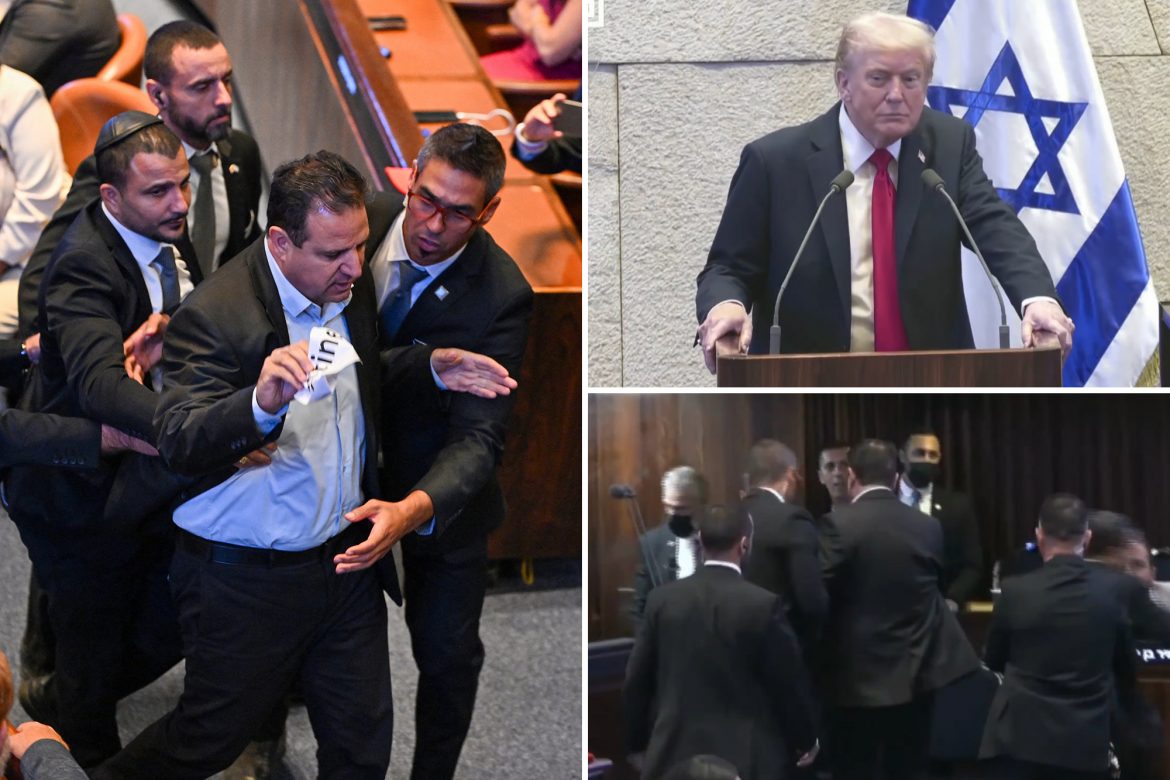 Donald Trump faces protest from Israeli lawmakers as he delivers powerful speech celebrating historic Gaza peace deal in Jerusalem