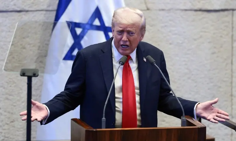 Donald Trump declares the dawn of a new Middle East as Israel celebrates peace deal and release of last Hamas hostages in Jerusalem