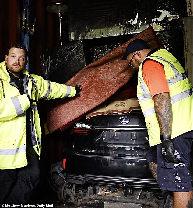 Officers cut open containers in Suffolk to discover fleet of stolen Lexus cars and motorbikes set to be shipped from the UK to the Middle East and Africa 1 Officers cut open containers in Suffolk to discover fleet of stolen Lexus cars and motorbikes set to be shipped from the UK to the Middle East and Africa