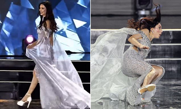 Ukrainian beauty queen Mariia Zheliaskova takes a tumble on stage during Miss Earth 2025 final in the Philippines but recovers with grace before being crowned Vice Miss Earth 1 Ukrainian beauty queen Mariia Zheliaskova takes a tumble on stage during Miss Earth 2025 final in the Philippines but recovers with grace before being crowned Vice Miss Earth