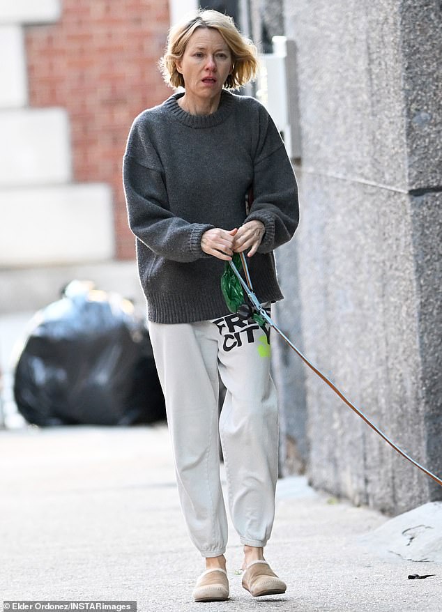 Naomi Watts steps out in New York City looking casual and subdued following Liev Schreiber’s hospital visit over severe headache