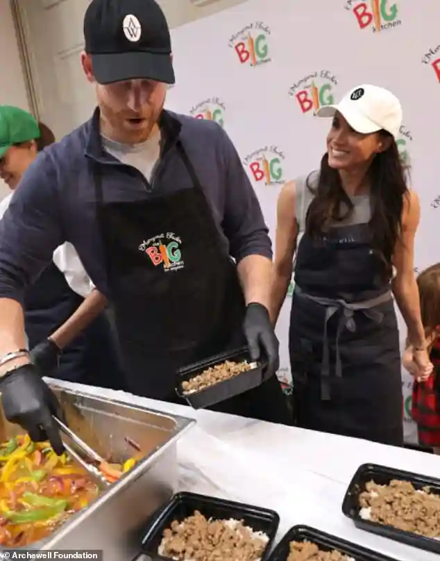 Prince Harry and Meghan Markle take daughter Lilibet to bake cookies and prepare meals for needy families at Our Big Kitchen in Los Angeles