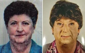 The late Graziella Dall’Oglio (left) was impersonated by her son (right)