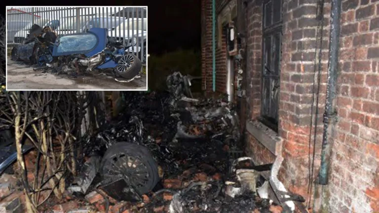 The scrapped remains of the car