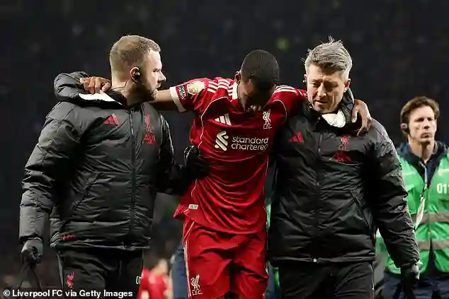 Alexander Isak suffers injury for Liverpool during Premier League clash with Tottenham in London after scoring opener