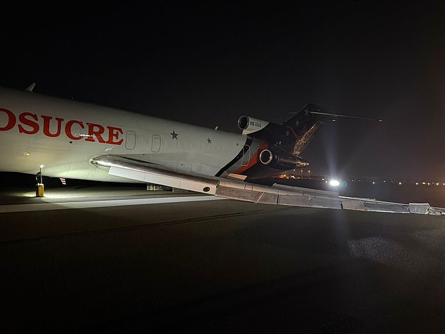 Boeing cargo plane operated by Aerosucre makes emergency landing after landing gear collapses at Barranquilla airport