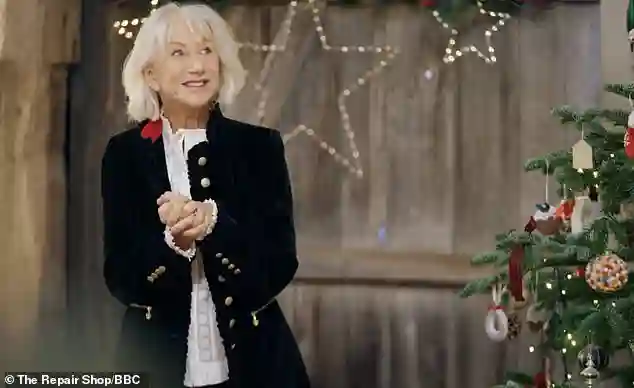 Dame Helen Mirren Visits Repair Shop Barn in the UK to Restore Historic Cello for Denville Hall Christmas Celebration