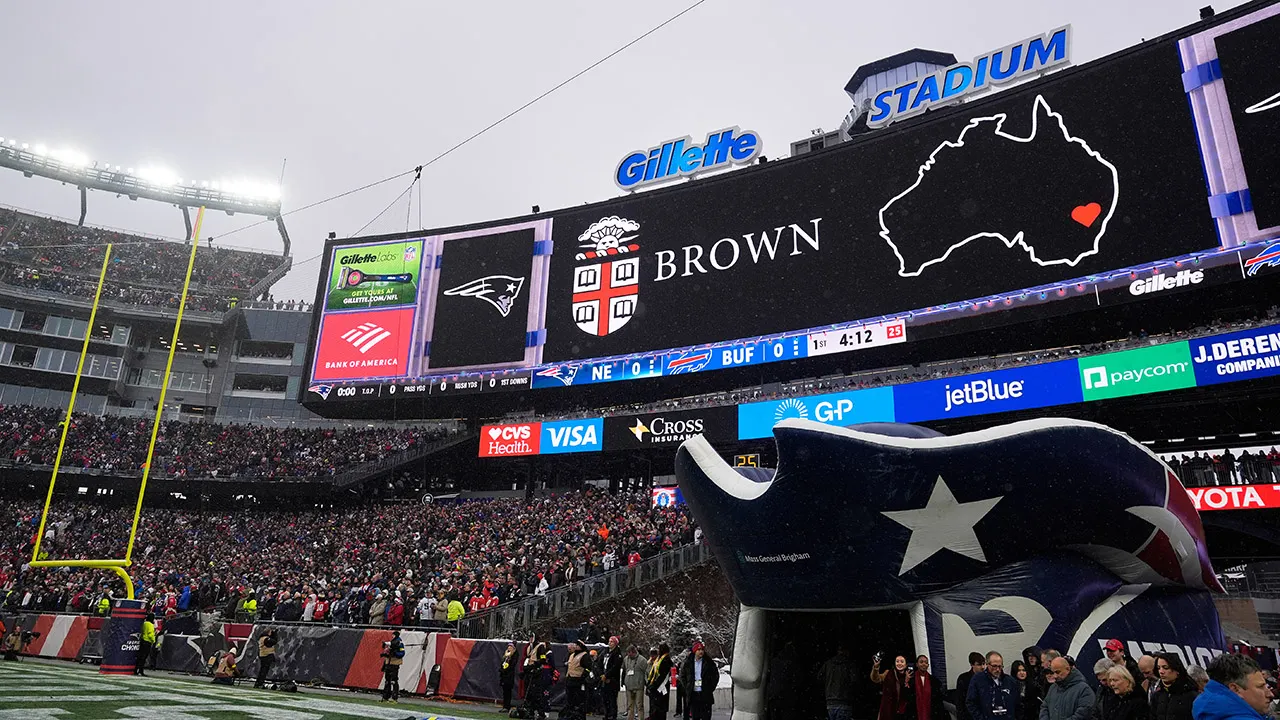 Patriots Honor Brown University Victims and Fans Observe Moment of Silence Before NFL Game in Gillette Stadium Massachusetts