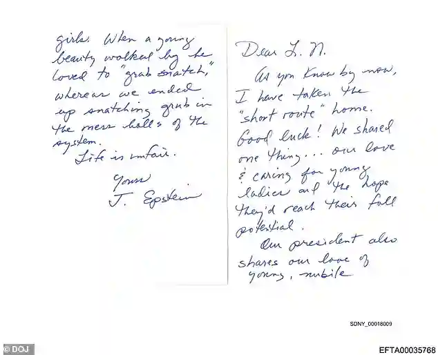 Department of Justice Releases Alleged Jeffrey Epstein Postcard to Larry Nassar Mentioning President Trump Amid Questions Over Authenticity