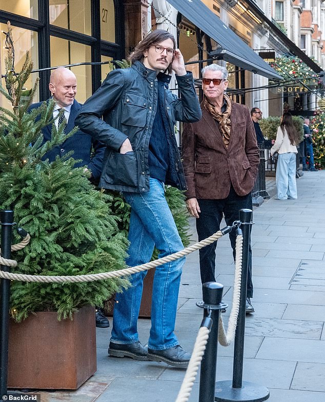 Pierce Brosnan enjoys rare lunch outing with son Dylan in fashionable Mayfair as father-son bond shines