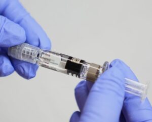 A syringe for a flu vaccine