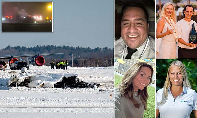 Bangor private jet crash investigators probe deadly wing icing theory as Bombardier Challenger flips during snowy takeoff in Maine