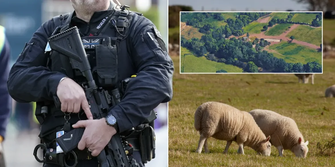 Cheshire authorities respond with shotguns and tactical gear as farmer reports deadly dog mauling dozens of sheep near Macclesfield
