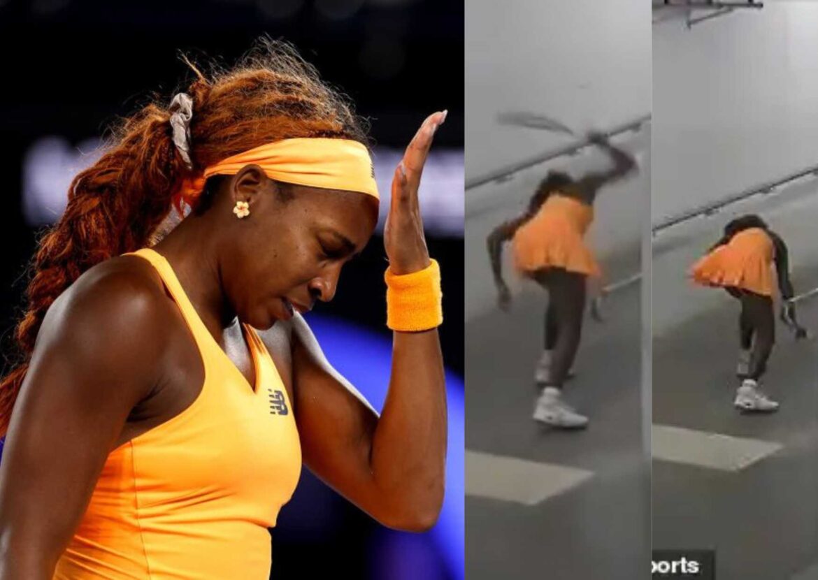 Coco Gauff suffers crushing loss to Elina Svitolina at Melbourne’s Rod Laver Arena and reacts by smashing racquet moments after leaving the court