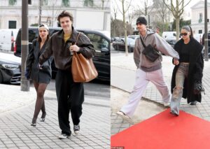 Cruz and Romeo Beckham with their girlfriends