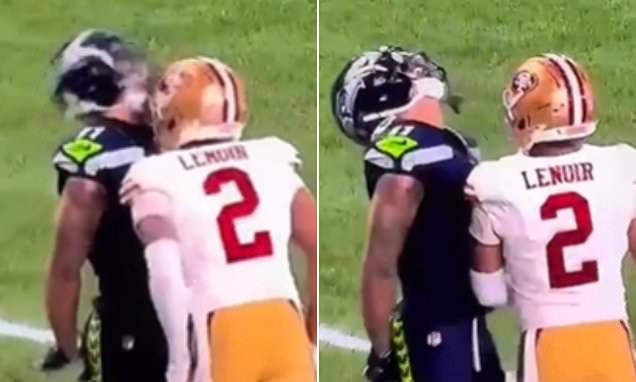 Deommodore Lenoir loses his cool as San Francisco 49ers defender headbutts Jaxon Smith-Njigba during humiliating NFL playoff defeat in Seattle