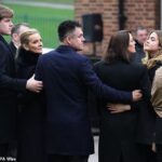 Gabby Logan and Kenny Logan with son Reuben McKerrow Logan (left) and daughter Louis (second from right)