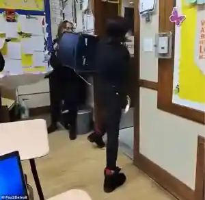 Female High School Student Chases Classmate With Box Cutter During Shocking Classroom Confrontation at Denby High School in Detroit Michigan