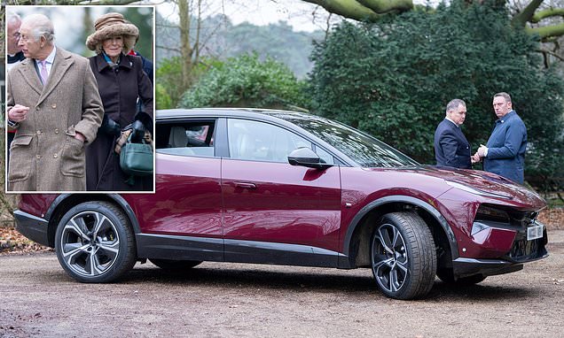 King Charles jokes the Lotus Eletre is silent but deadly while he and Queen Camilla are spotted driving their new electric car around Sandringham estate