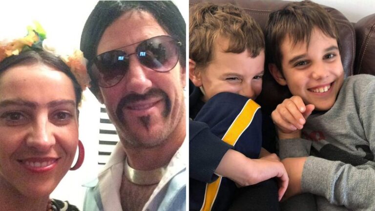 Maiwenna Goasdoue, Jarrod Clune, and their sons, Leon and Otis