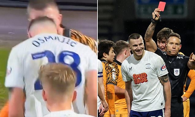 Milutin Osmajic headbutts John Lundstram during fiery Championship clash at Deepdale as Preston boss Paul Heckingbottom brands his behaviour totally unacceptable