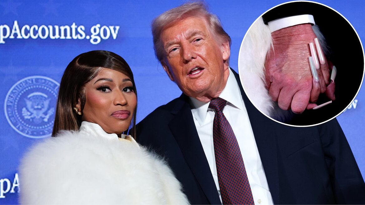 Nicki Minaj Grabs President Donald Trumps Hand in Washington DC as She Declares Herself His No 1 Fan While Wearing Dagger Long Nails