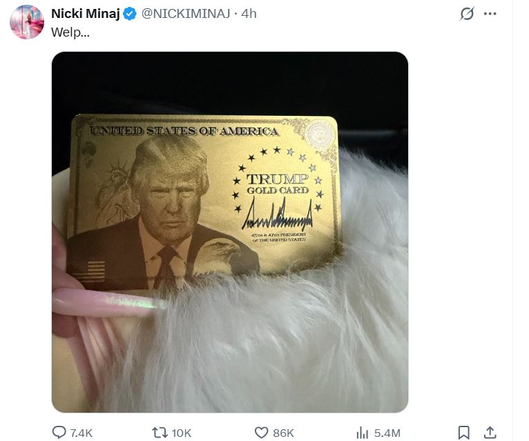 Nicki Minaj Reveals ‘Trump Gold Card’ Following White House Appearance