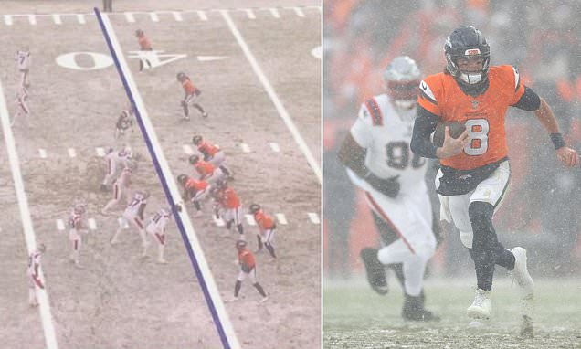 Furious viewers accuse CBS of ruining Patriots Broncos playoff game in Denver by projecting artificial yard lines that obscure players and field markings