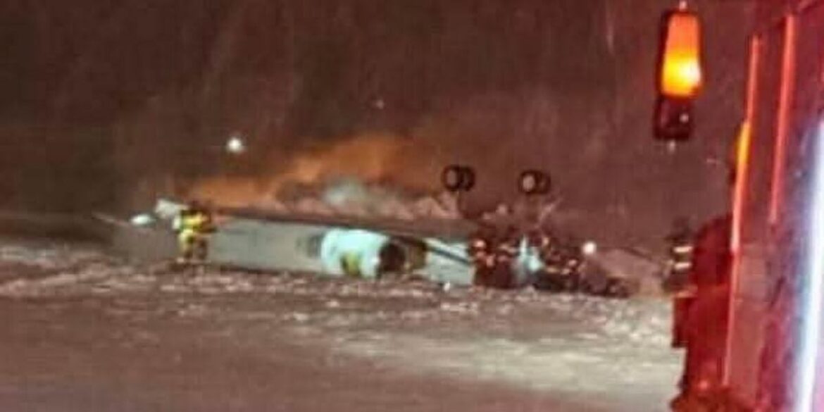 Private jet carrying eight passengers crashes during takeoff at Bangor International Airport in Maine amid heavy winter storm conditions