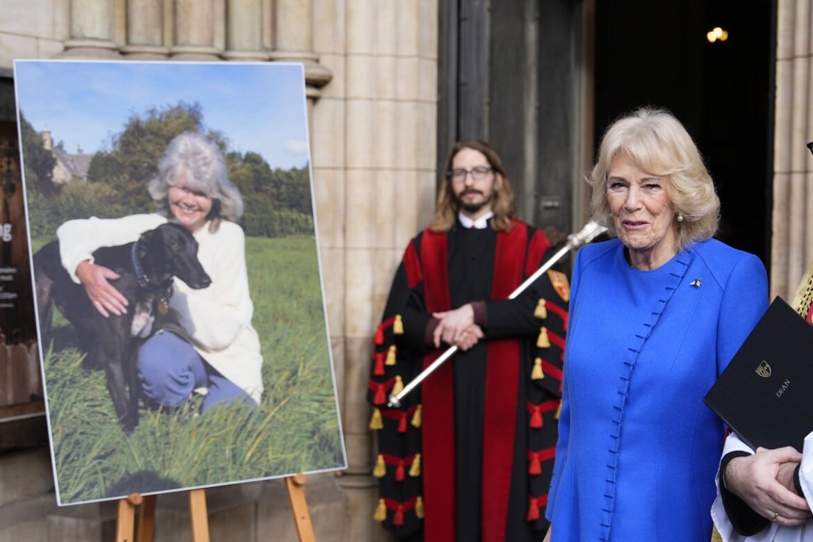 Queen Camilla joins Rivals actors Danny Dyer Alex Hassell and David Tennant to honour Dame Jilly Cooper at star-studded memorial service in London