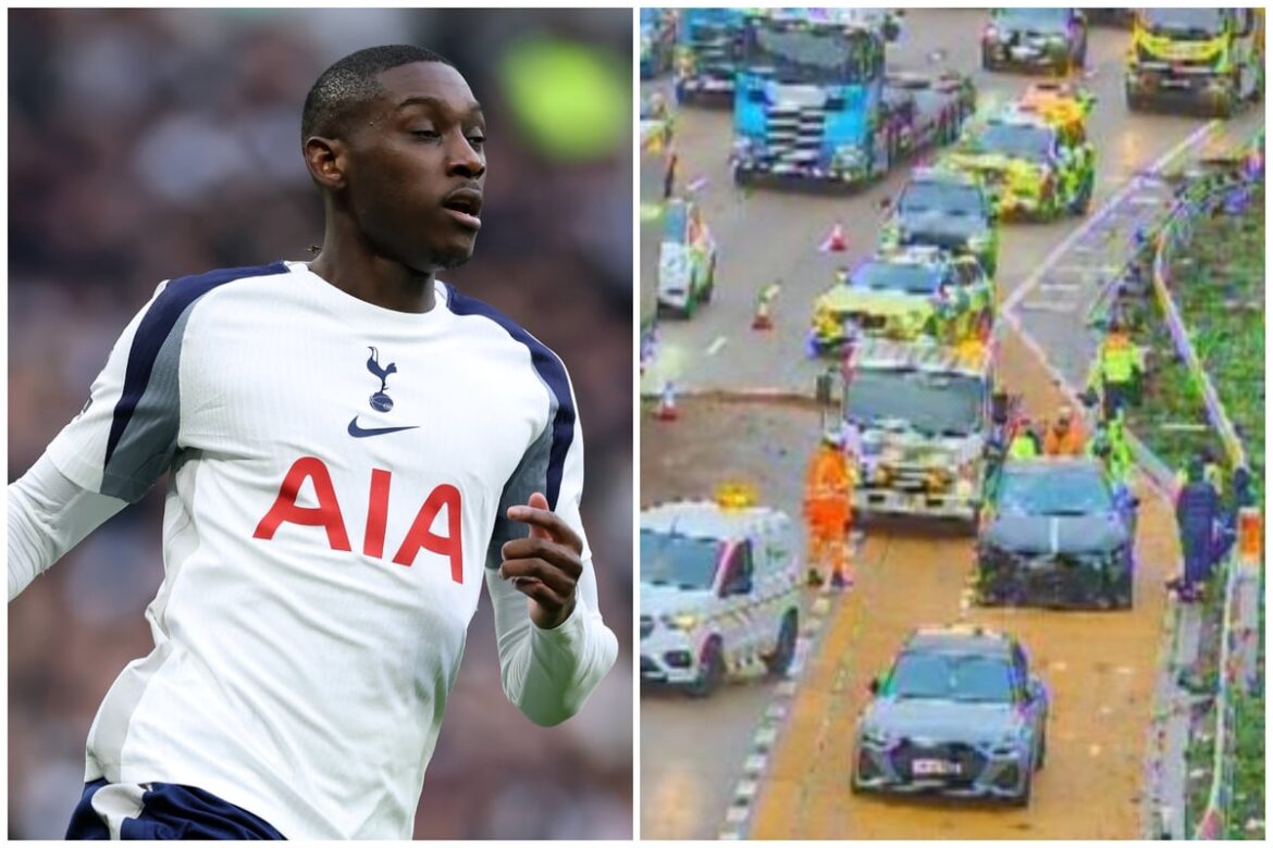 Tottenham Hotspur stars Randal Kolo Muani and Wilson Odobert survive terrifying Ferrari crash on the M25 while heading to Stansted Airport ahead of Champions League clash in Germany