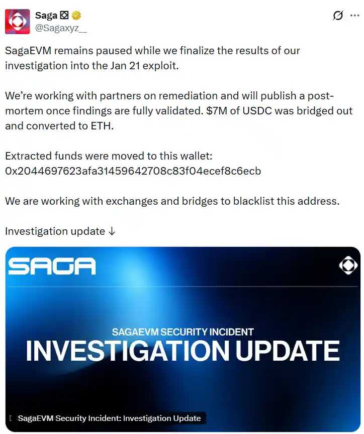 Saga Pauses Its Ethereum-Compatible Chain After Hackers Steal Seven Million Dollars in Blockchain Exploit