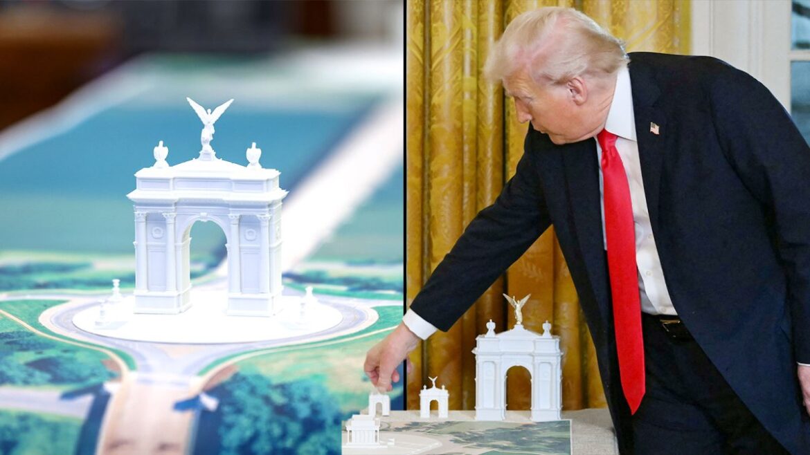 Trump pushes for the biggest possible Triumphal Arch to dominate the Washington DC skyline ahead of the nation’s Semiquincentennial celebrations