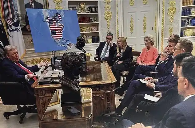 Trump Trolls European Leaders With AI Image Depicting Greenland as US Territory in Oval Office Ahead of Davos Summit in Switzerland