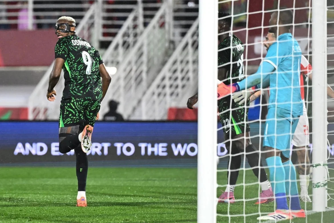 Super Eagles striker Victor Osimhen scores twice to edge nearer Yekini’s historic tally during Nigeria’s emphatic AFCON round-of-16 victory over Mozambique in Fez