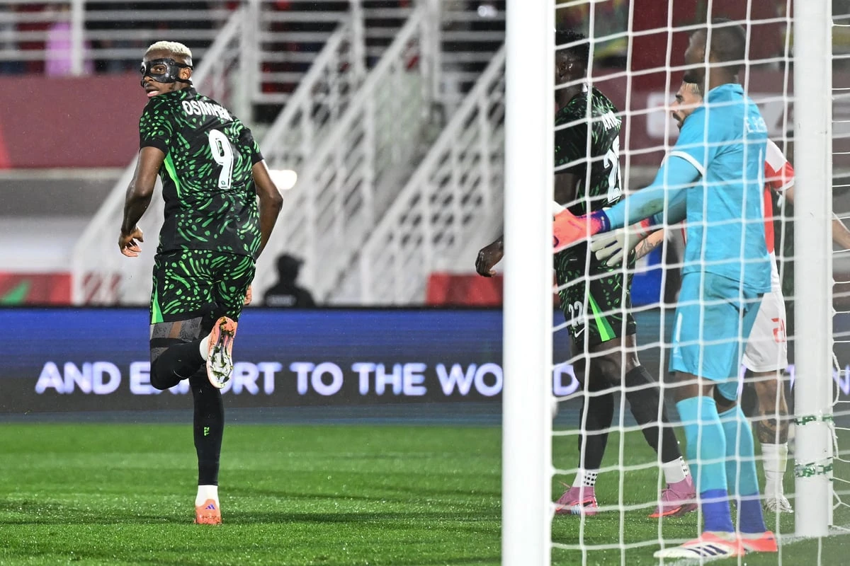 Super Eagles striker Victor Osimhen scores twice to edge nearer Yekini’s historic tally during Nigeria’s emphatic AFCON round-of-16 victory over Mozambique in Fez