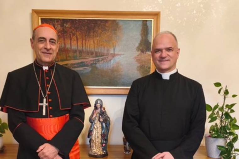 Cardinal Victor Manuel Fernández and Father Davide Pagliarani