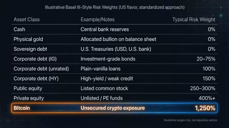 Crypto Treasury Executives Urge Basel Committee on Banking Supervision to Revise 1250 Percent Risk Weight on Bitcoin and Digital Assets Across Global Banks