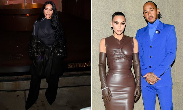Kim Kardashian stuns shoppers as she launches NikeSKIMS shoes at Selfridges in London hours after a lavish romantic weekend with Lewis Hamilton in the Cotswolds